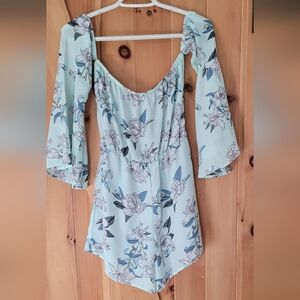 Blue floral romper.